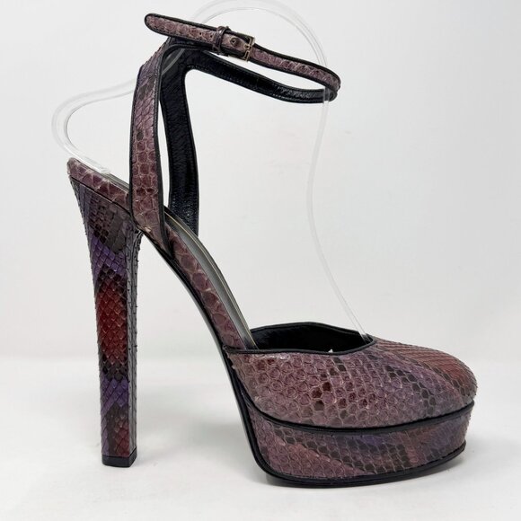 Gucci Platform Heels Python Purple Size 38 Runway Exotic Leather Stiletto - Picture 4 of 11